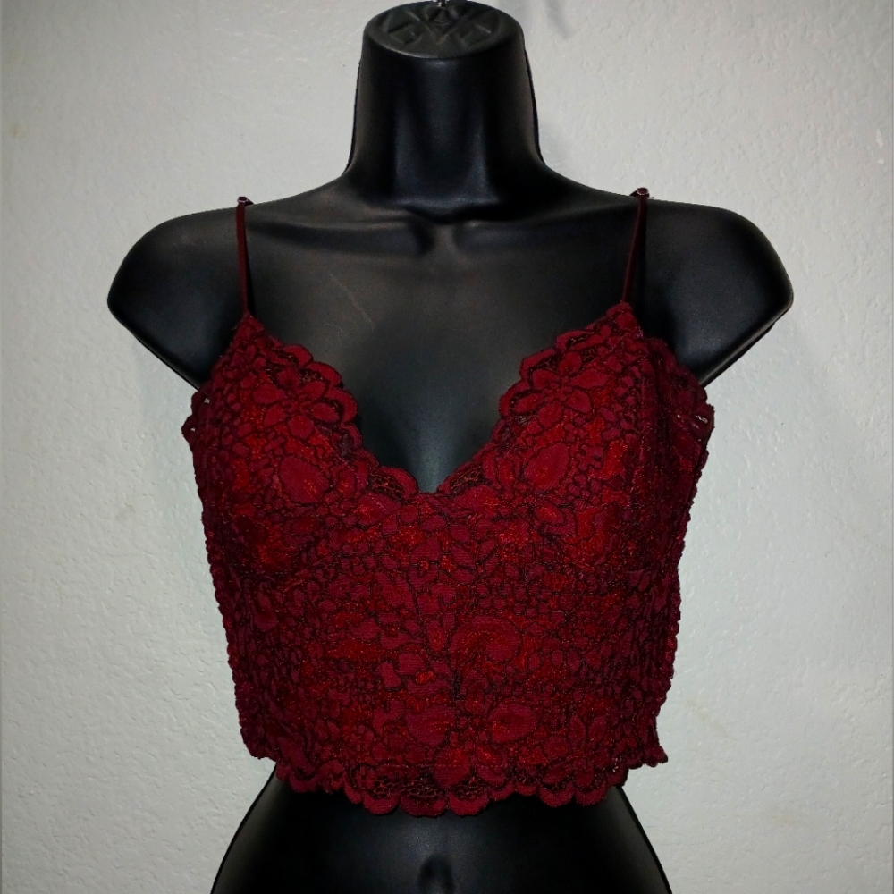 Elegant Burgundy Lace Cami Top